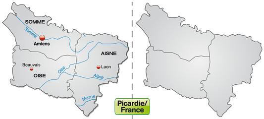 Karte der Region Picardie mit Departements