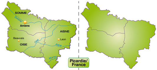 Karte der Region Picardie mit Departements