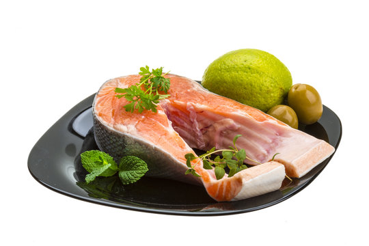 Raw Salmon steak