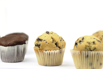 Muffins on the white background