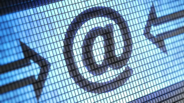 e-mail icon on screen. Looping.