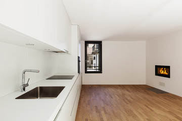 Obraz na płótnie Canvas interior new house, modern white kitchen