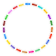 Moldura circular - formigas coloridas