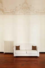 interior home, comfortable white sofa