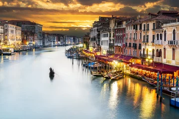 Foto op Canvas Canal Grande bij nacht, Venetië © beatrice prève