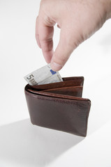 finger touch the bill