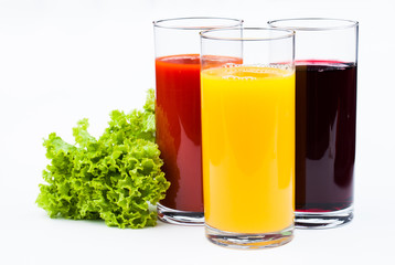 Fresh  juices isolated on white