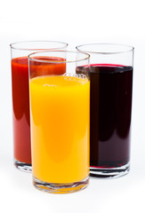 Fresh  juices isolated on white