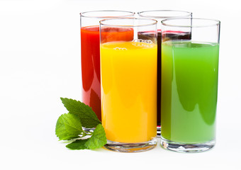 Fresh  juices isolated on white