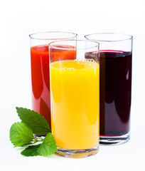Fresh  juices isolated on white