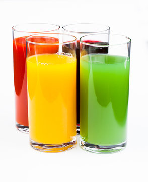 Fresh  juices isolated on white