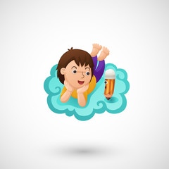 illustration of isolated child learns vector