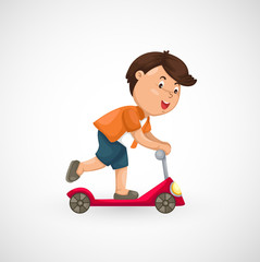 illustration of isolated boy on scooter vector