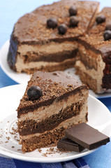 Homemade chocolate cake close-up