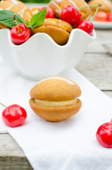 Whoopi with cream and cherries