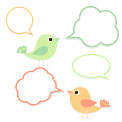 Set of birds with speech bubbles