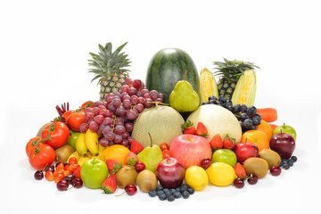 Naklejka na ściany i meble fruits and vegetables isolated on a white