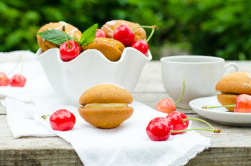Whoopi with cream and cherries