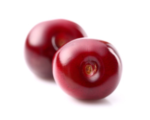 Two ripe cherry in closeup