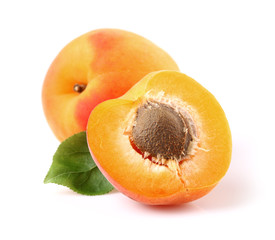 Fresh apricot with leaves