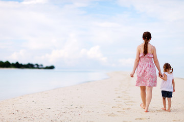 Mother and daughter at beach