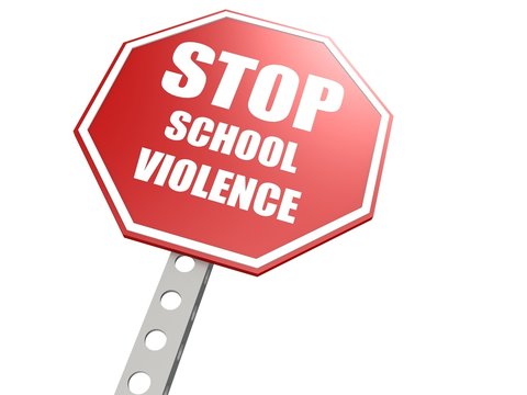 Stop school violence road sign