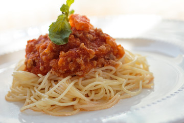 spaghetti with tomato sauce