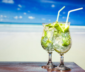 cocktail with lime and mint
