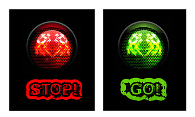 Red and green traffic light