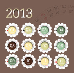 2013 calendar in flower form