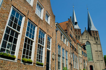 Dutch old houses with church in Deventer