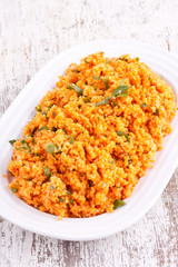 Kisir, Bulgur salad with tomato paste, parsley and onion 