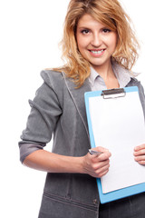 Closeup woman with a folder