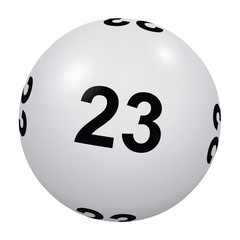 Loto, boule blanche numéro 23