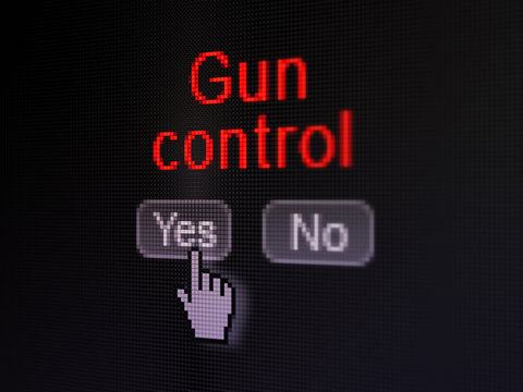Safety concept: Gun Control on digital computer screen