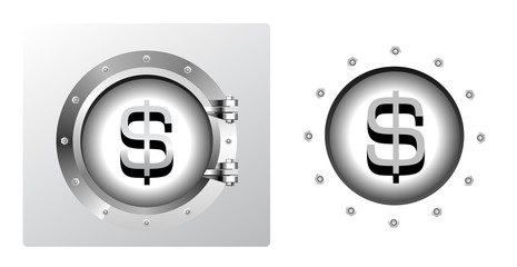 Dollar symbol and banking safe