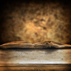 Empty table ready for your product display montage