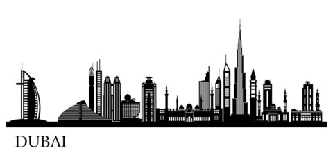 Dubai City skyline detailed silhouette - 53133174