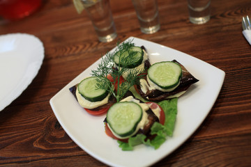Vegetables on a white plate