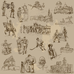 Czechoslovak collection - hand drawings into vector set