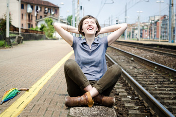 young beautiful hipster woman