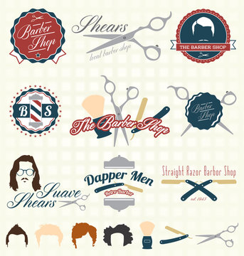 Vector Set: The Barbershop Labels and Icons
