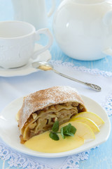 Viennese strudel with vanilla sauce.