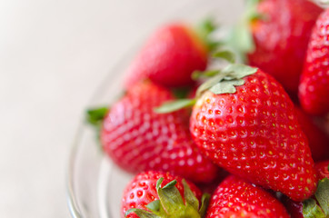 Appetizing strawberry in the bowl.