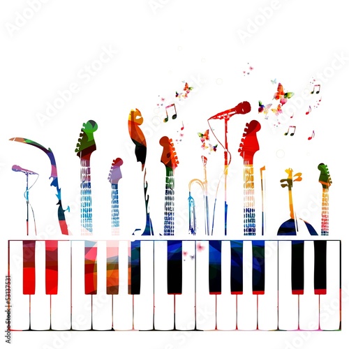 Colorful Music Instruments Background Wall Mural Wallpaper Murals Abstract