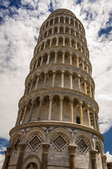 Bottom view of the Leaning Tower of Pisa