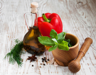 olive oil and vegetables