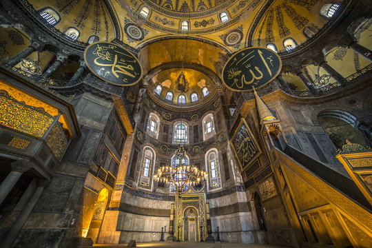 Interior view of Haghia Sophia, Istanbul, Turkey