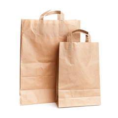 Two shopping paper bags isolated on white