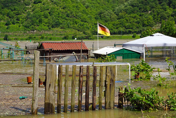 Hochwasser in Deutschland am Rhein